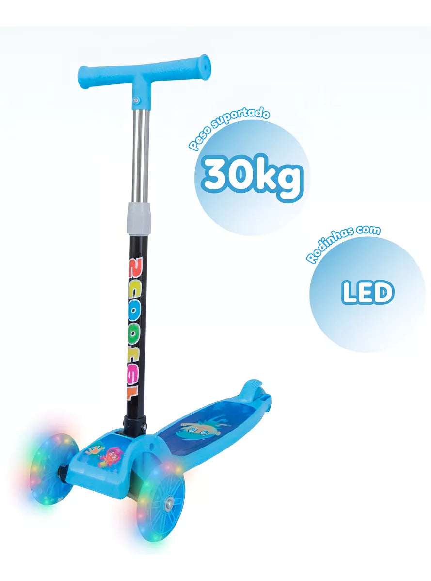 ATENTU Patinete Infantil 3 Rodas Com Led Dobrável Menino e Menina Cor Azul