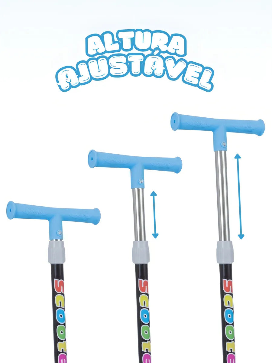 ATENTU Patinete Infantil 3 Rodas Com Led Dobrável Menino e Menina Cor Azul