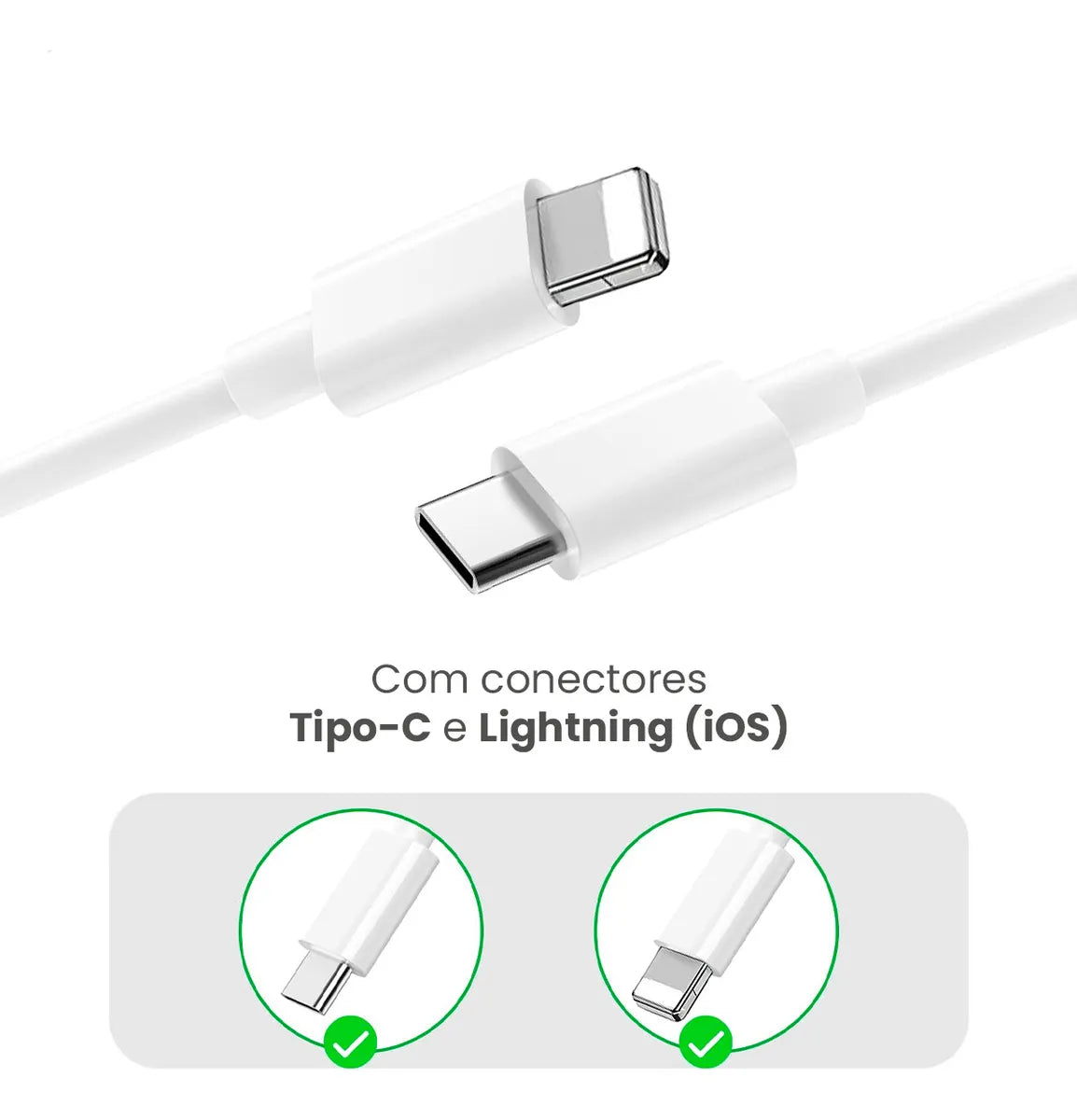 Carregador Turbo P/ iPhone 8 Plus X Xr 11 12 13 14 Pro Max Cor Branco Boyu Cell