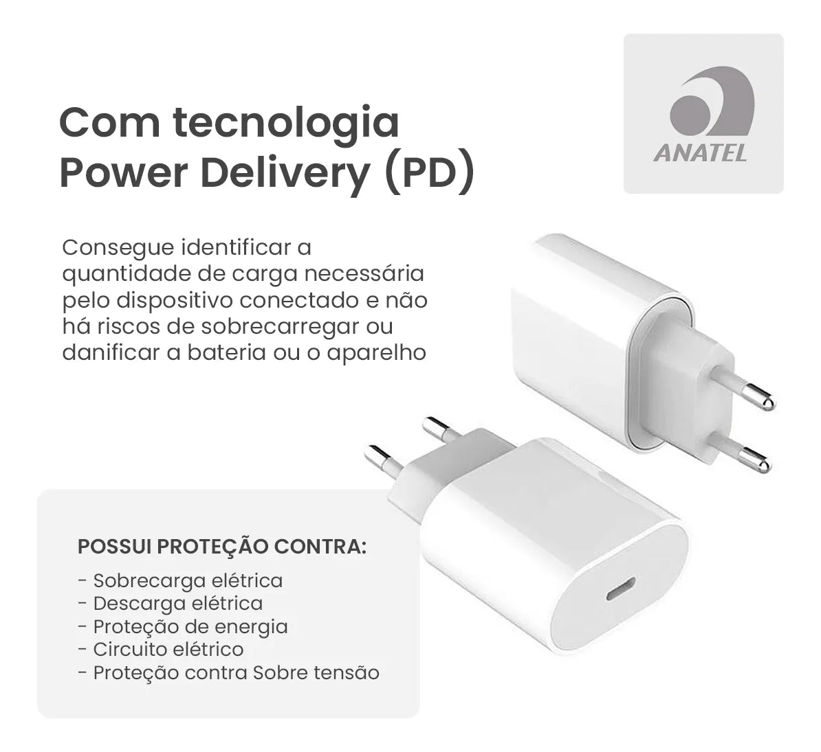 Carregador Turbo P/ iPhone 8 Plus X Xr 11 12 13 14 Pro Max Cor Branco Boyu Cell